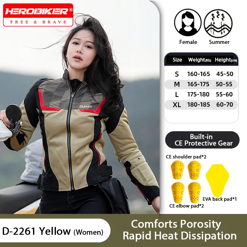

DUHAN Motorcycle Jacket Men Women Breathable Mesh Moto Riding Jacket Summer Motorbike Jacket CE Anti-Fall Motocross Jacket