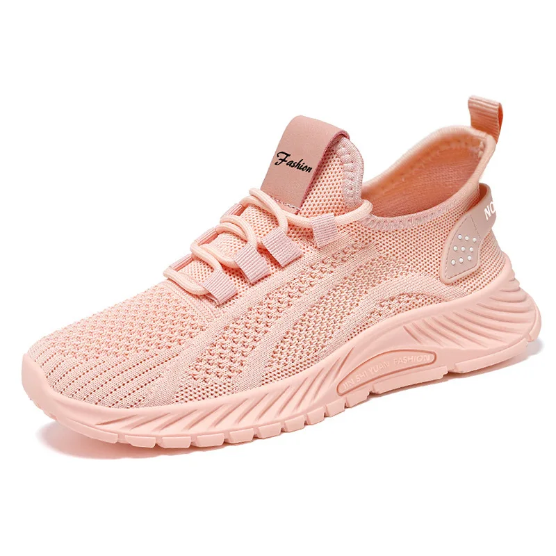 Spring New Fashionable Lace Up Women's ShoesCasual Sports Single ShoesTrendy Woven Mesh Breathable Soft Soled Women's Shoes