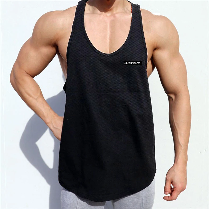 New Brand Gym Clothing Mens Mesh Fitness Stringer Tank Top Men Bodybuilding Singlets Running Vest Workout Sleeveless T-Shirt