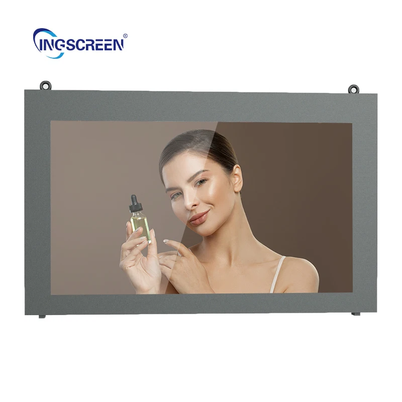 Energy Efficient Outdoor Wall Mount Touch Screen Digital Kiosk with Timer Schedule for Retail Storefront Advertising Player