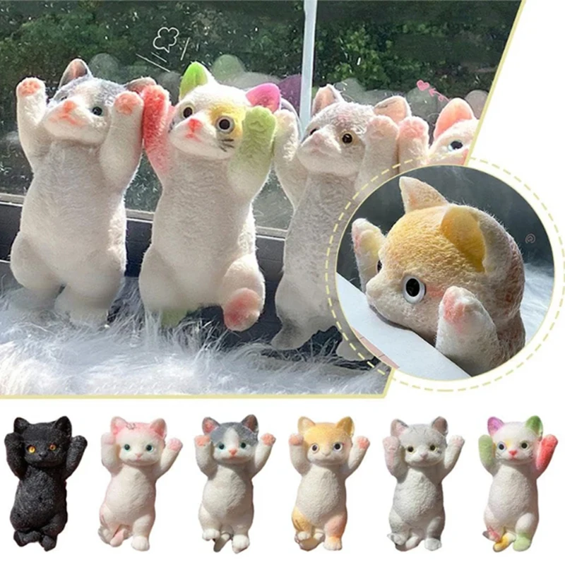 Kawaii Soft Cat Pinch Home Decompression Wet Soft Cat Desktop Decorations Creative Decompression Relax Pinch Decorative Crafts