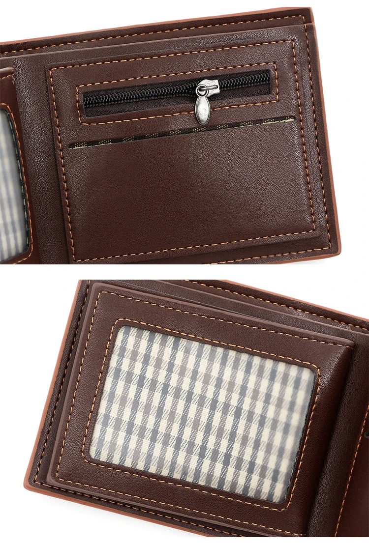 Kostenloser Name Gravur neue Männer kurze Brieftaschen hochwertige klassische Karten halter einfache männliche Geldbörse Reiß verschluss Münz tasche Männer Geld klammern – Detail 15