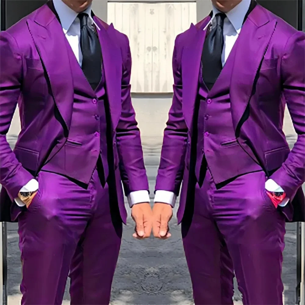 

3-piece men's suit lapel groom's formal coat vest pants party dance formal wedding groom's formal dress
