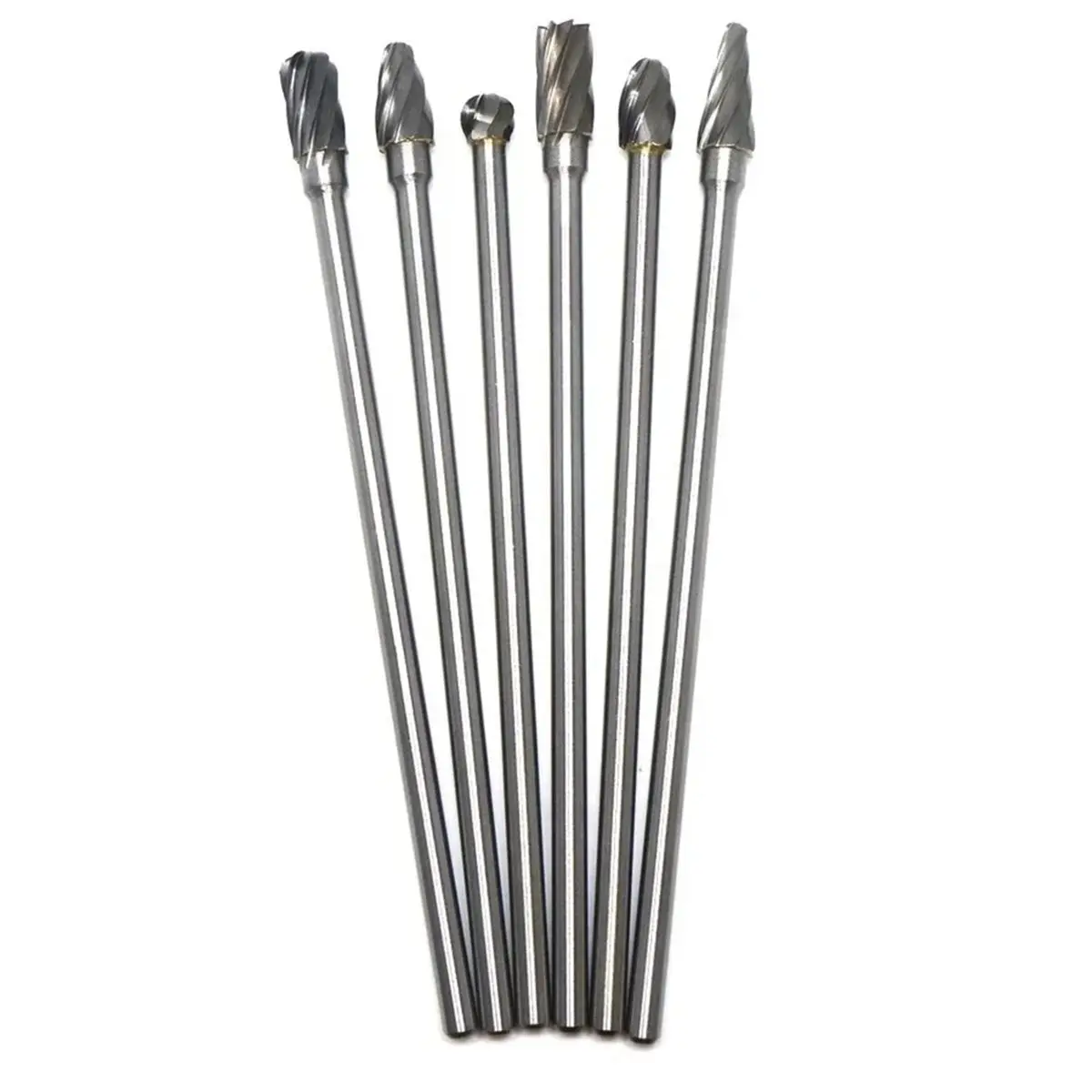 A1779P ~6pc 6x10mm 150mm Long Carbide Rotary Files Set for Metalworking with 6mm Shank