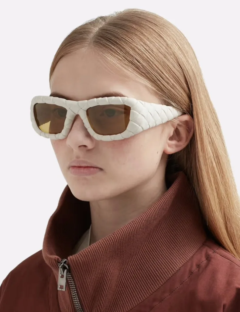 Retro Rechteckige Sonnenbrille für Damen und Herren 2026 Luxusmarken-Designer Großer Rahmen Intrecciato Sonnenbrillen Damen Webmuster Eyewear – Detail 4