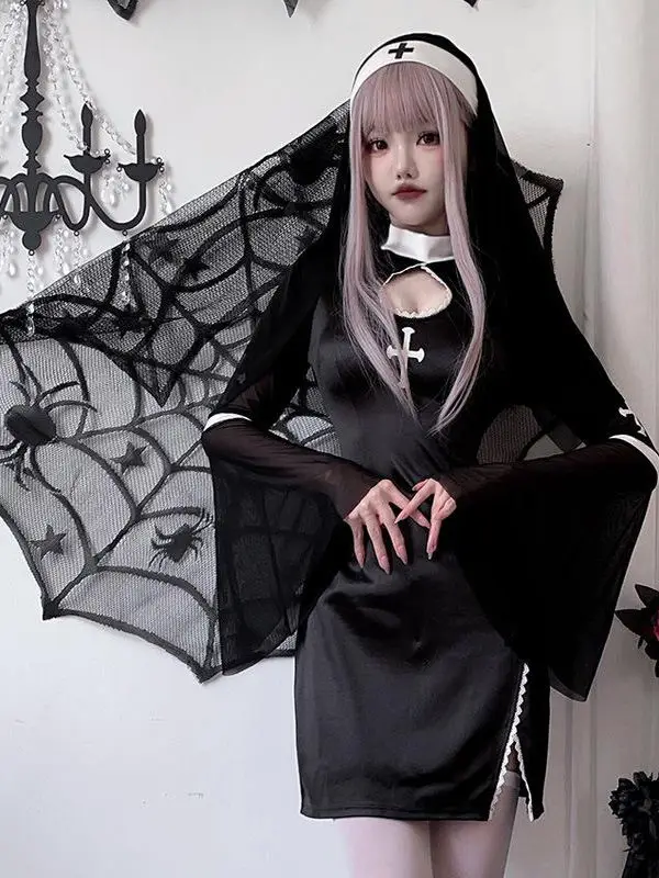Kostium zakonnicy na Halloween dla dorosłych, seksowny strój diabła, strój księdza dla kobiet, występ sceniczny, tradycyjny strój etniczny
