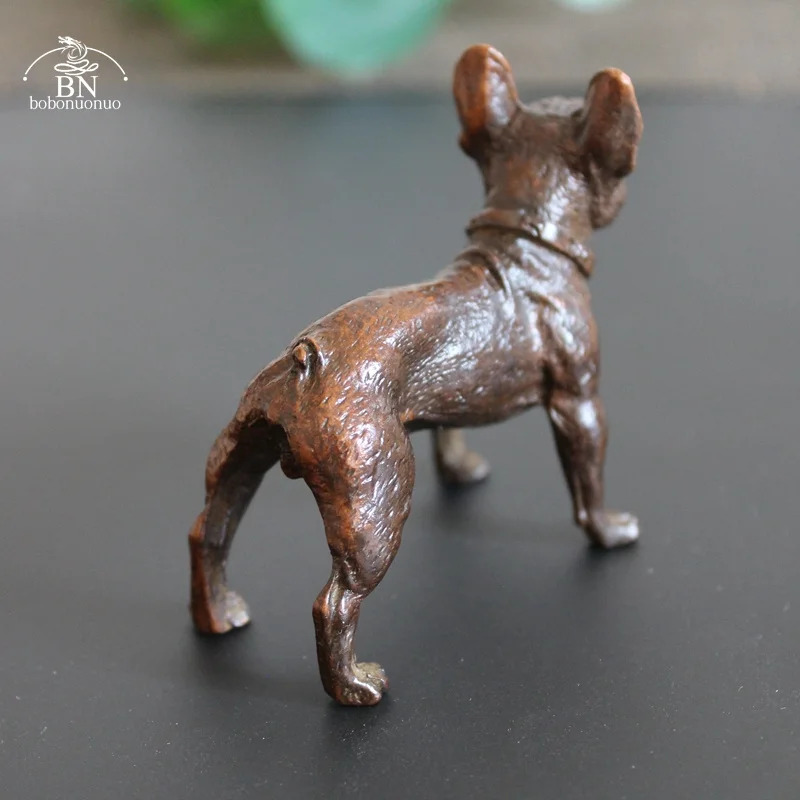 Copper Desk Ornaments Bulldog Miniatures Figurines Handmade Retro Brass Animal Pet Dog Statue Home Decorations Accessories Craft