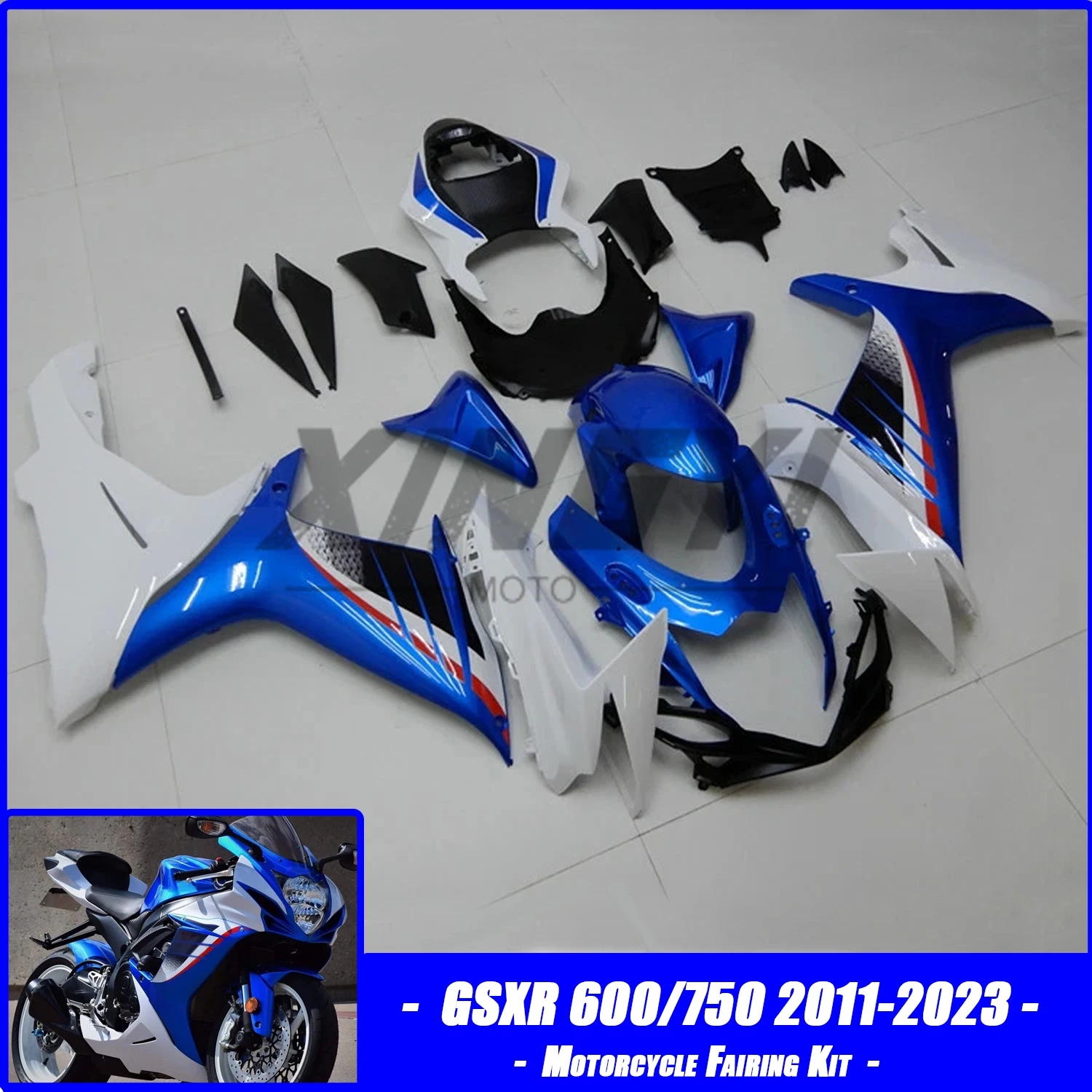 Fairing Kit Fit for Suzuki GSXR 600 GSXR750 2011-2023 K11 Motorcycle Plastics Fairing Kit Injection mold Bodywork Panel kit Blue