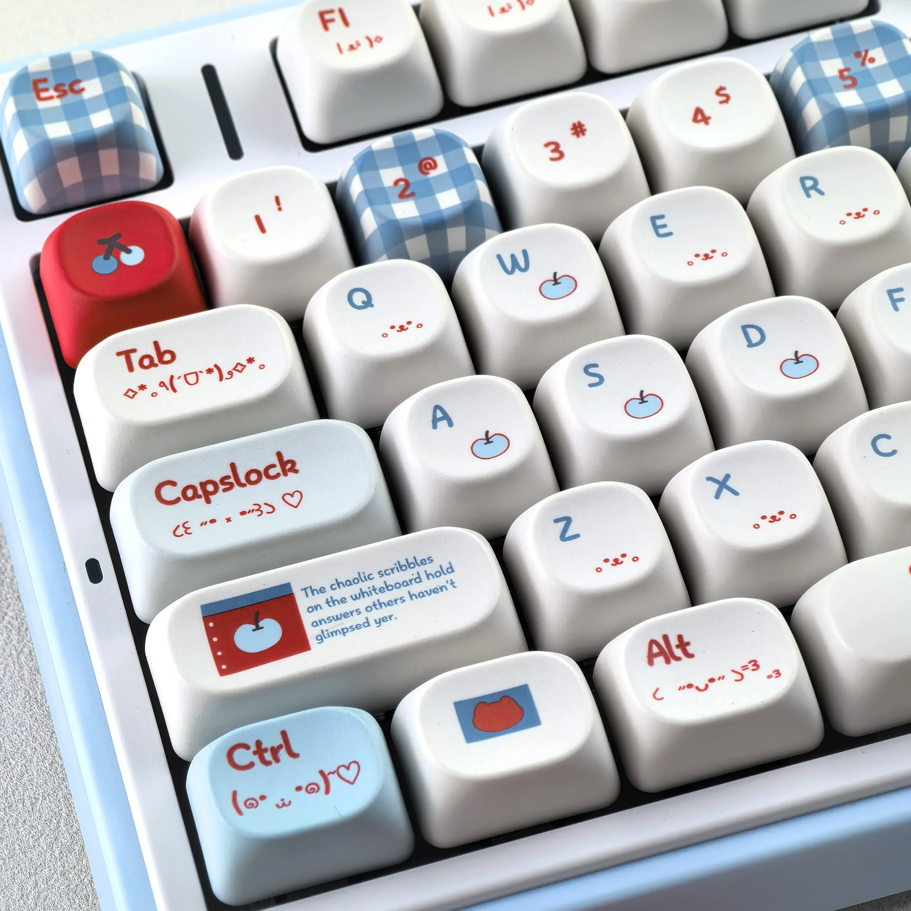 MAIMOOO Cute Emoticon Keycap MOA Cartoon Emoji Pattern Korean Russian Thai Keycaps PBT Custom Red Blue Checkered Keyboard Caps