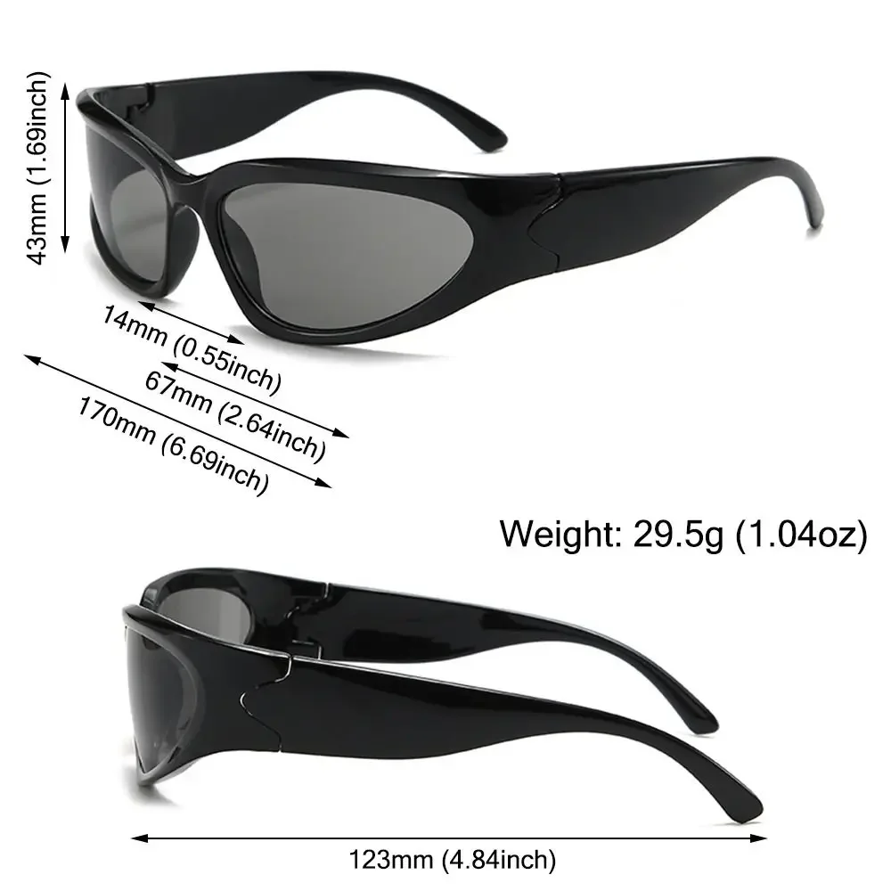 Cool Y2K Cycling Sunglasses Millennium Futuristic Sun Glasses Sports Shades UV Protection Street Shooting Eyewear for Women Men