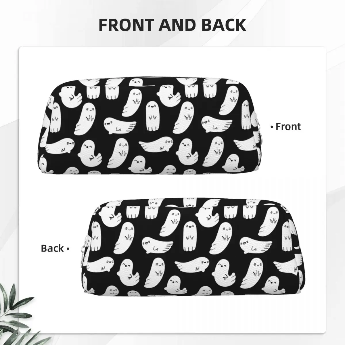 Spooky Ghost Halloween Cartoon Pattern Pencil Cases for Students School Pen Box Pencil Bag Pencil Pouch Storage Stationery