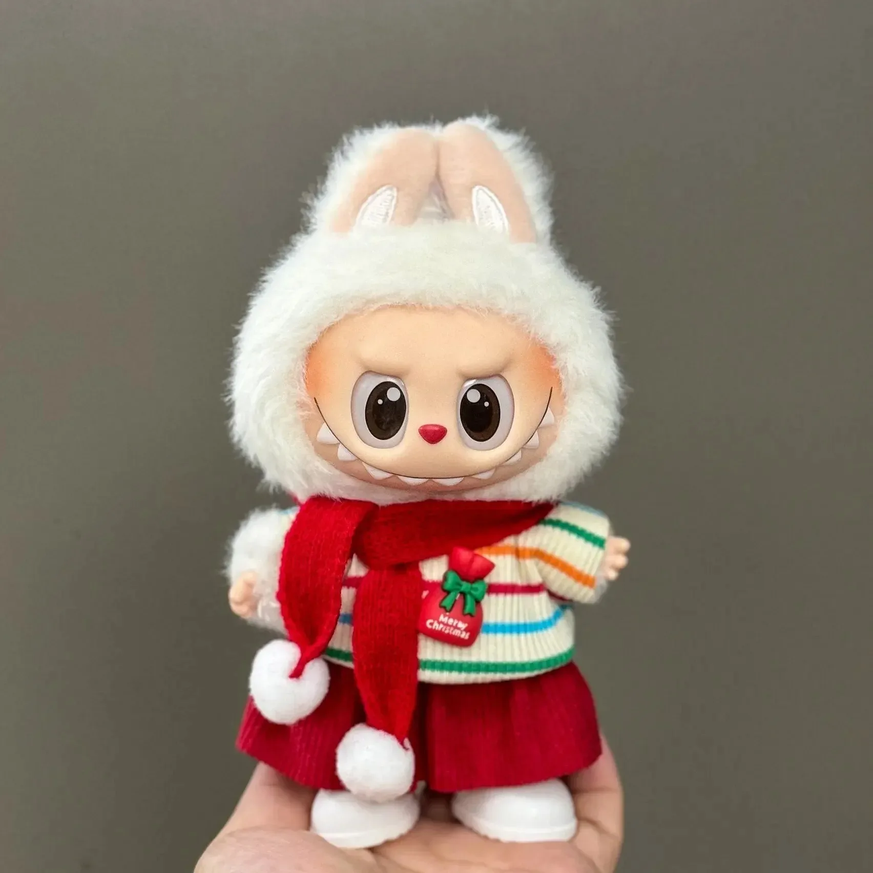 

Doll Christmas Cloak Clothes with Hat New Year Clothing Doll Outfit Clothes Accessories For 17cm Labubu V1 V2