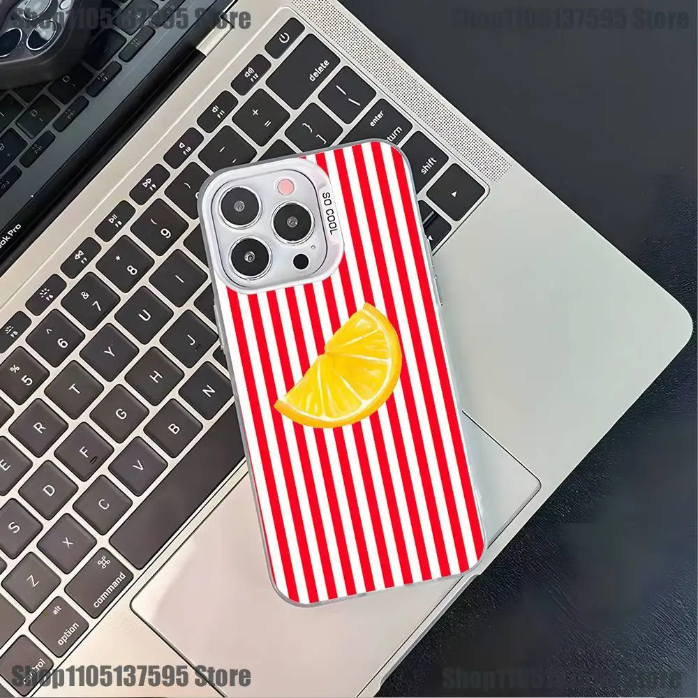 Casing HP Buah Musim Panas Segar Lemon Ceri Untuk iPhone 17,16,15,14,13,12,Pro,XS,Max,Plus,Mini,SE4,E Putih Matte Anti Benturan