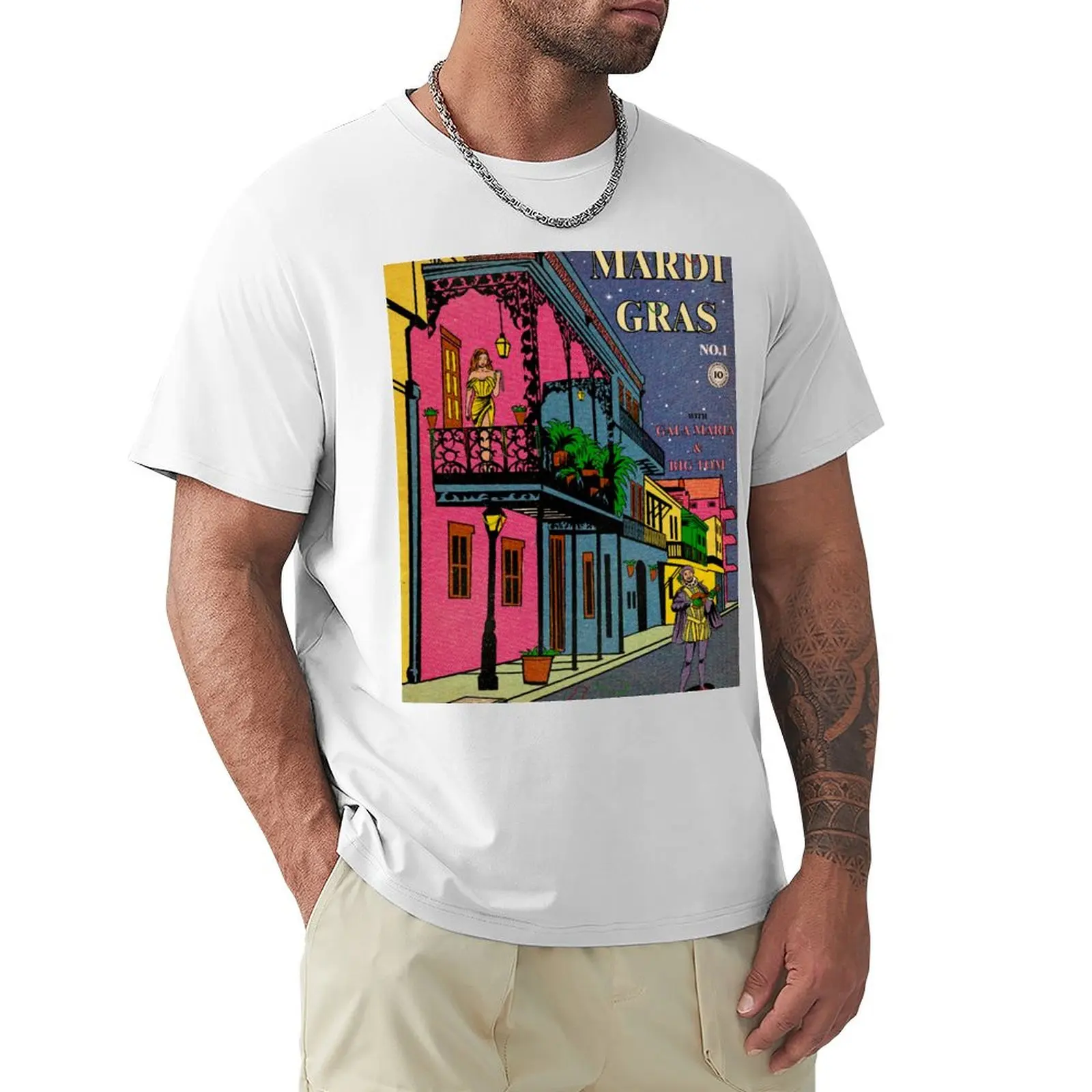 Mardi Gras with Gala Maria & Big Tom T-Shirt animal prinfor boys Aesthetic clothing hippie clothes mens white t shirts