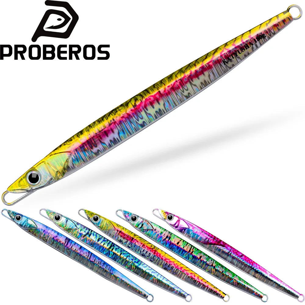 

Proberos Slow Sinking Metal Iron Plate Bait 60-180g Artificial 3D Simulation Fish Eye Laser Coated Hard Bait 1PC Bass Fish Lures