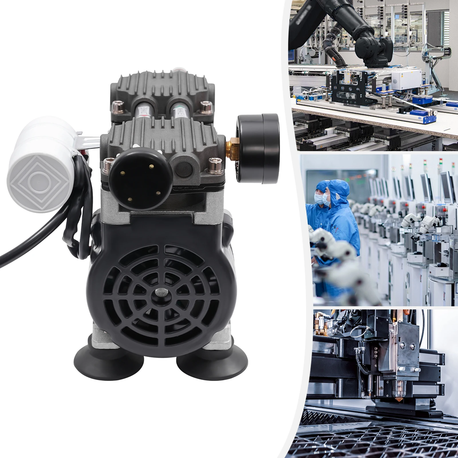 2-Zylinder-ölfreie Vakuumpumpe 150W 45L/min mit geräuscharmem Reinkupfermotor für Lebensmittelverarbeitung & Medizinmaschinen – Detail 5