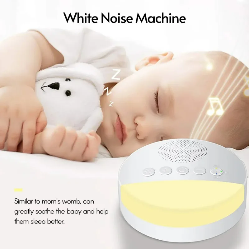 Baby White Noise Machine USB Rechargeable Timed Shutdown Sleep Machine Baby Sleep Sound Player Night Light Timer Noise Player