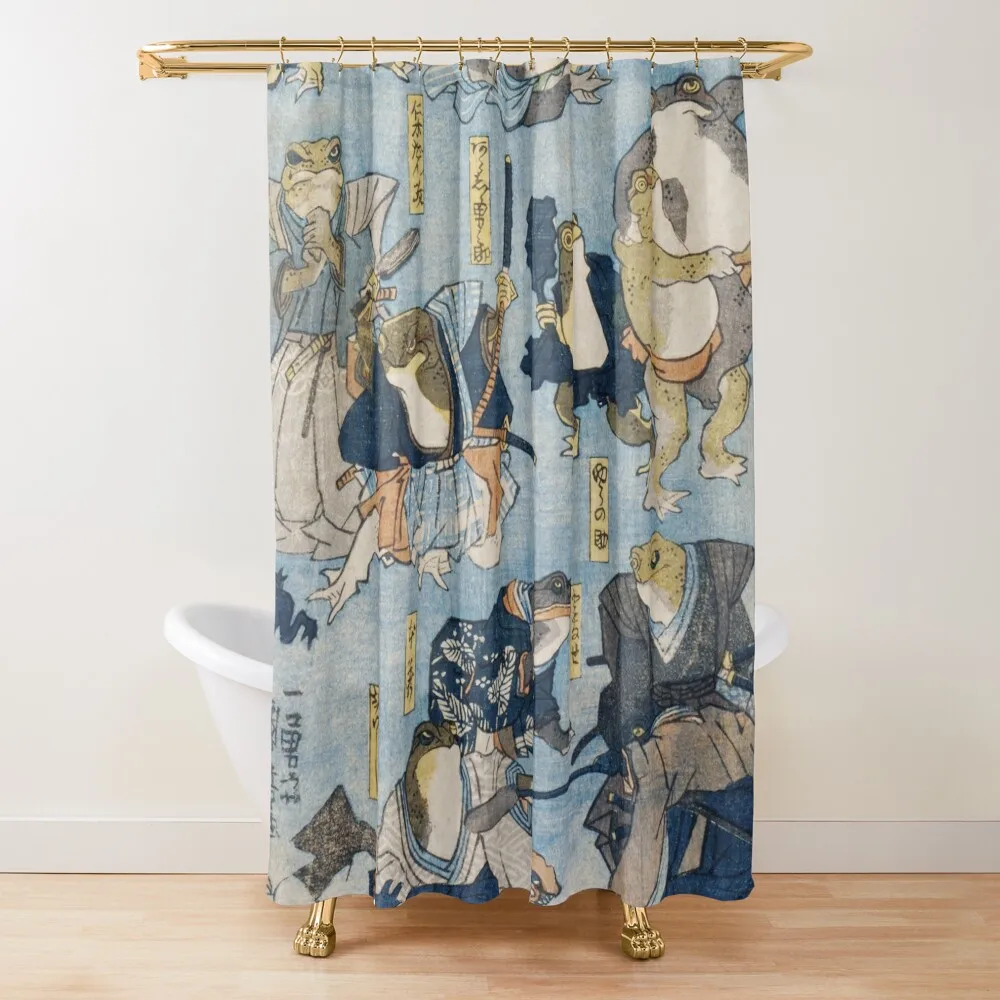 

Famous heroes of the Kabuki stage played by Frogs - Utagawa Kuniyoshi Shower Curtain Shower Bathroom Curtain
