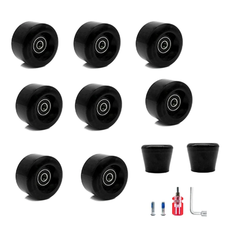 

AA79 New Roller Skate Wheels Double Row Roller Skates Four-Wheel Inline Skates Ice Skates PU High Elastic Wheels Tire Set