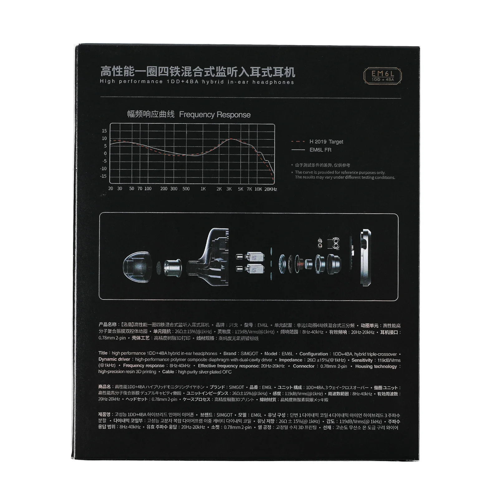 Simgot em6l 1dd 4ba Hybrid-Treiber In-Ear-Monitor Hifi iem Kopfhörer mit abnehmbarem Silber kabel für Musiker audiophil – Detail 12