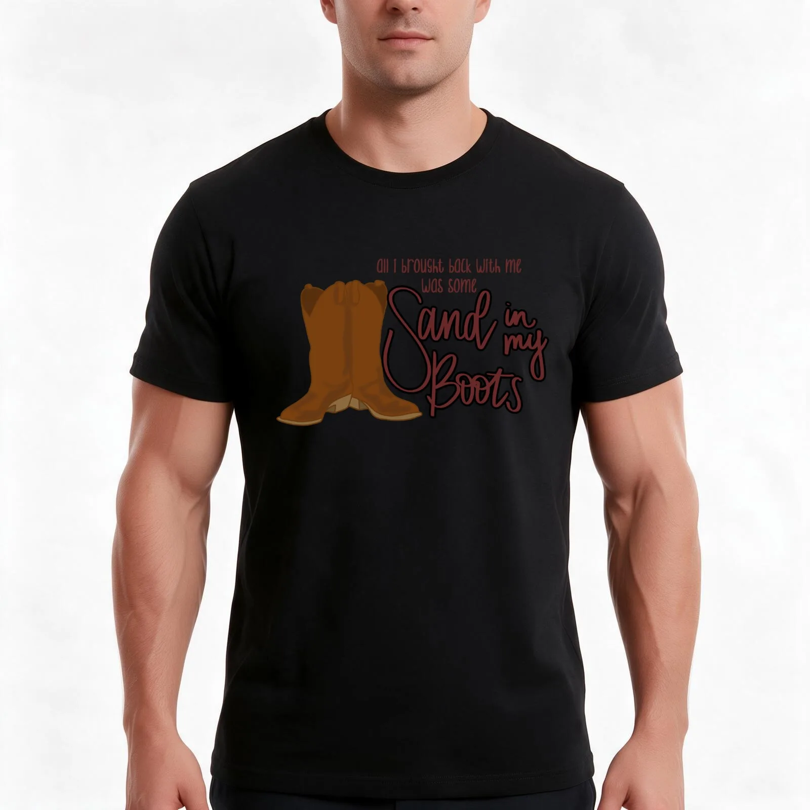 Sand in my boots T-Shirt, Summer Casual Cotton Tee, Oversized Streetwear Tops, Vintage Graphic Print, Loose Fit Short Sleeve
