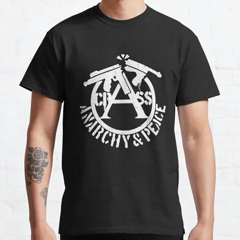 Crass Anarchy And Peace 100% cotton printed T-Shirt for men punk metal music lyrics Libertarian Socialist plus size clothing