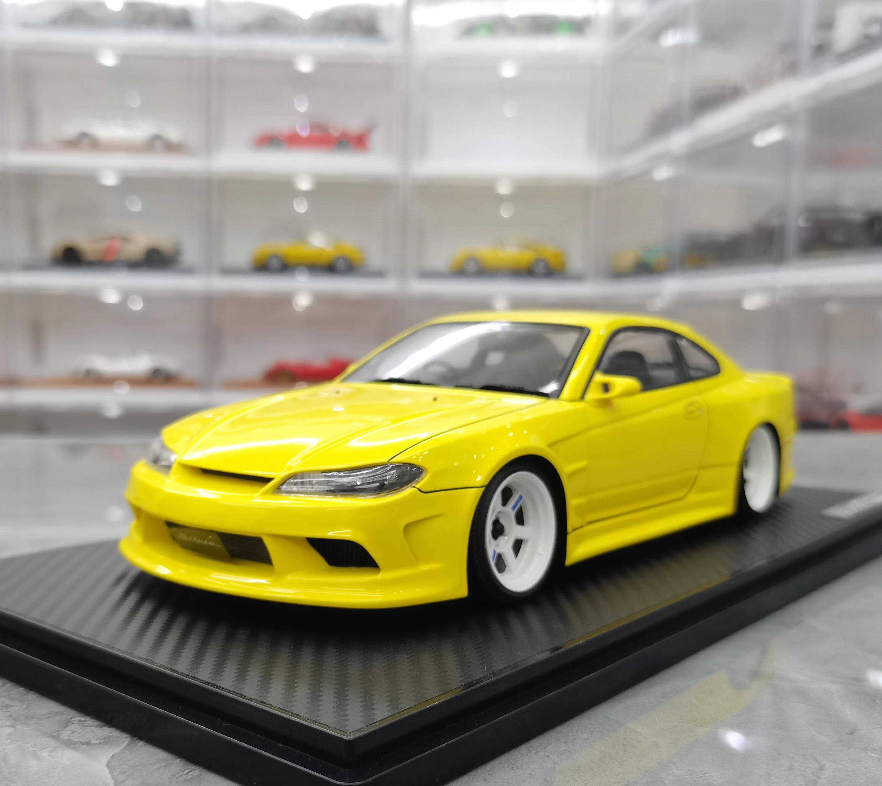 IG 1:18 S15 VERTEX Silvia Yellow JDM Limited Edition Resin Metal Static Car Model Toy Gift