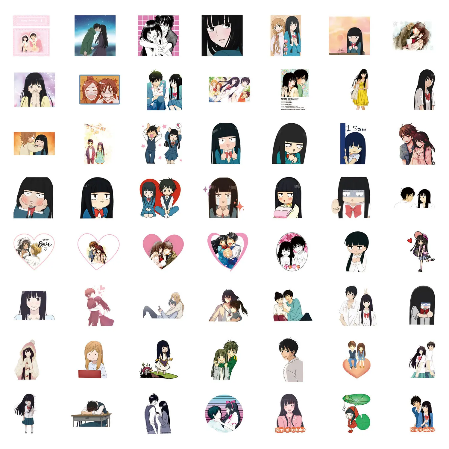 55Pcs 만화 Kimi Ni Todoke 낙서 스티커 DIY 가방 전화 수하물 스케이트 보드 방수 데칼 어린이 장난감