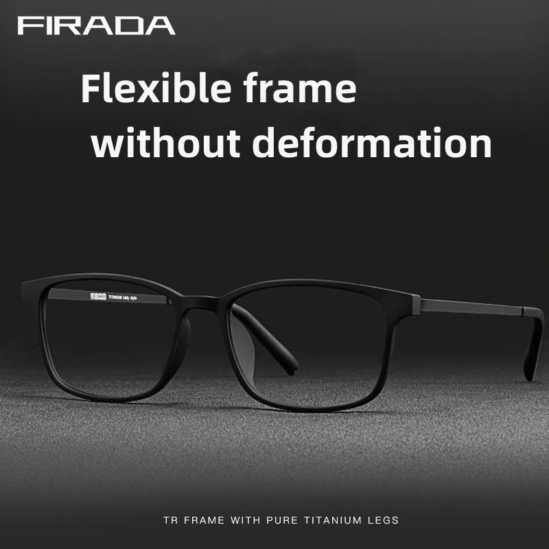 

FIRADA Fashion Eyewear Men's Retro Square TR Titanium Eyeglasses Myopia Optical Prescription Glasses Frame For Men Women 8856