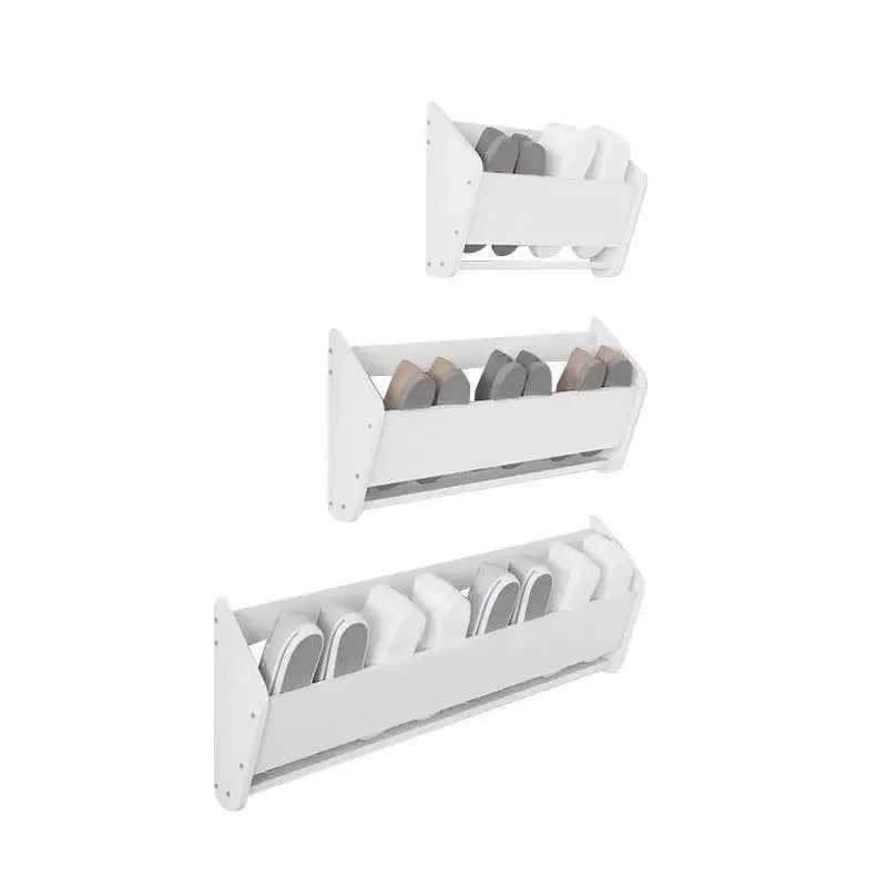 Ultra-Thin Shoe Rack Simple Dormitory Shoe Cabinet Household Space Saving Storage Shelf Wall Hanging Free Punching Shoerack