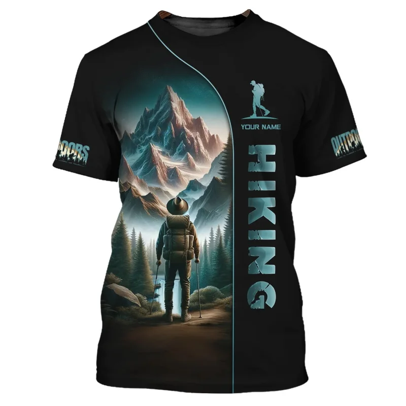 اسم مخصص المشي لمسافات طويلة الجبل التي شيرت للرجال اسم شخصي قصيرة الأكمام المشي لمسافات طويلة الجبلية تي شيرت هدية لمحبي المشي لمسافات طويلة #5