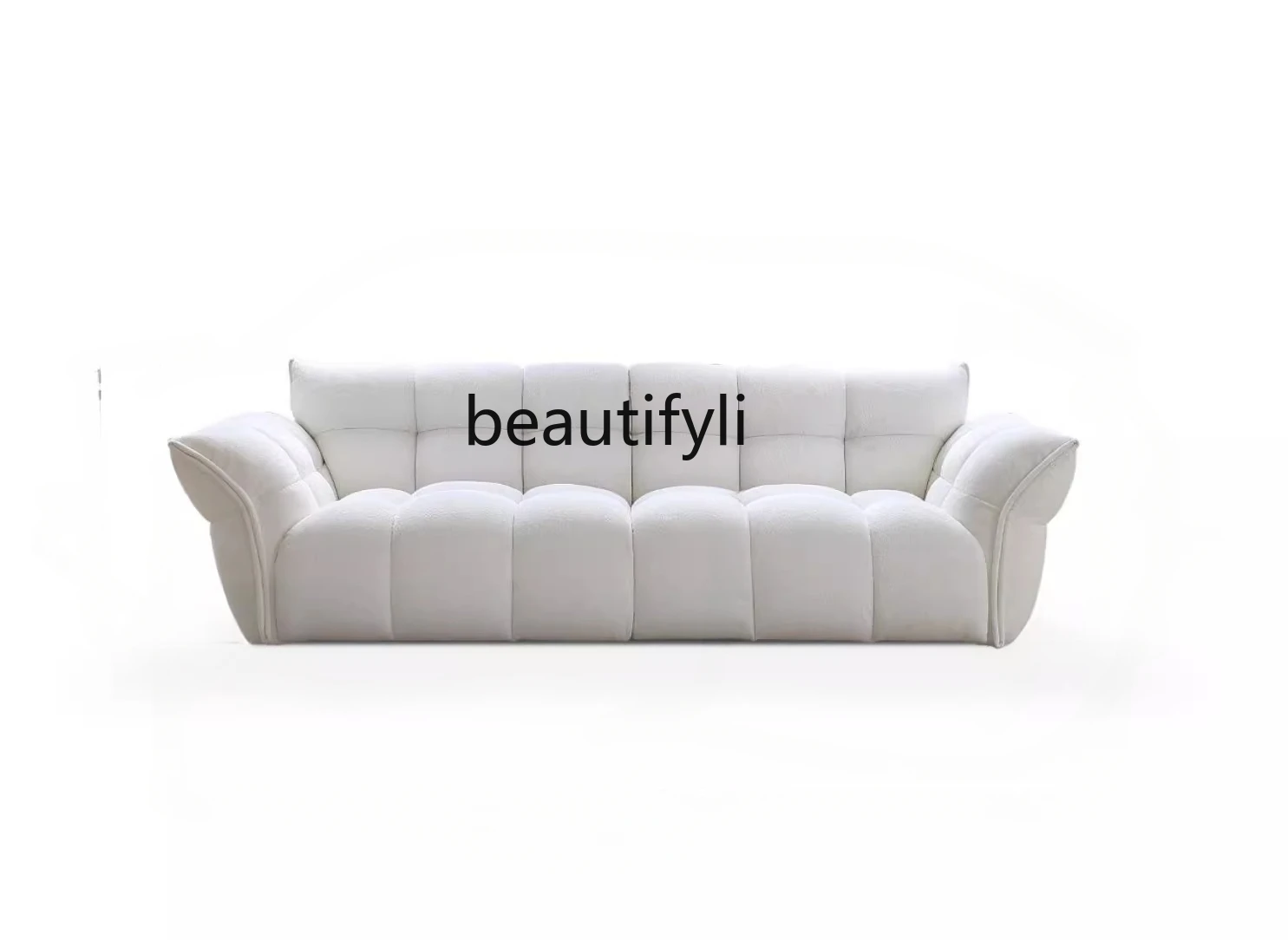 French Cream Style Lily Petal Fabric Sofa Living Room Modern Simple Small Apartment Cotton Candy Sofa for Three People