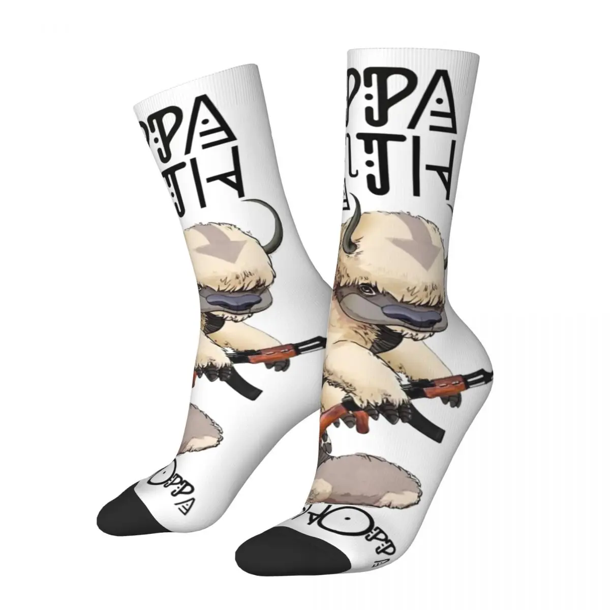 Hip-hop Appa With A Choppa Sports Socks Avatar the Last Airbender Polyester Crew Socks for Unisex