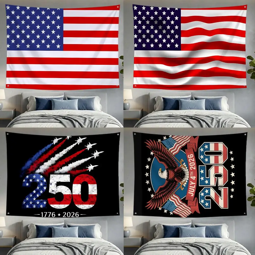 the United States American USA Stars Stripes Flags Lightweight no edging four rings hanging for indoor and outdoor decor