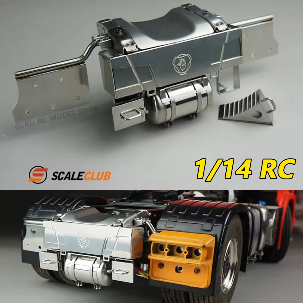 SCALECLUB Metal Rear Tail Beam Fuel Tank Decorative Parts with Anti-Slip HWL-SC-1 For Tamiya 1/14 RC Traction Truck