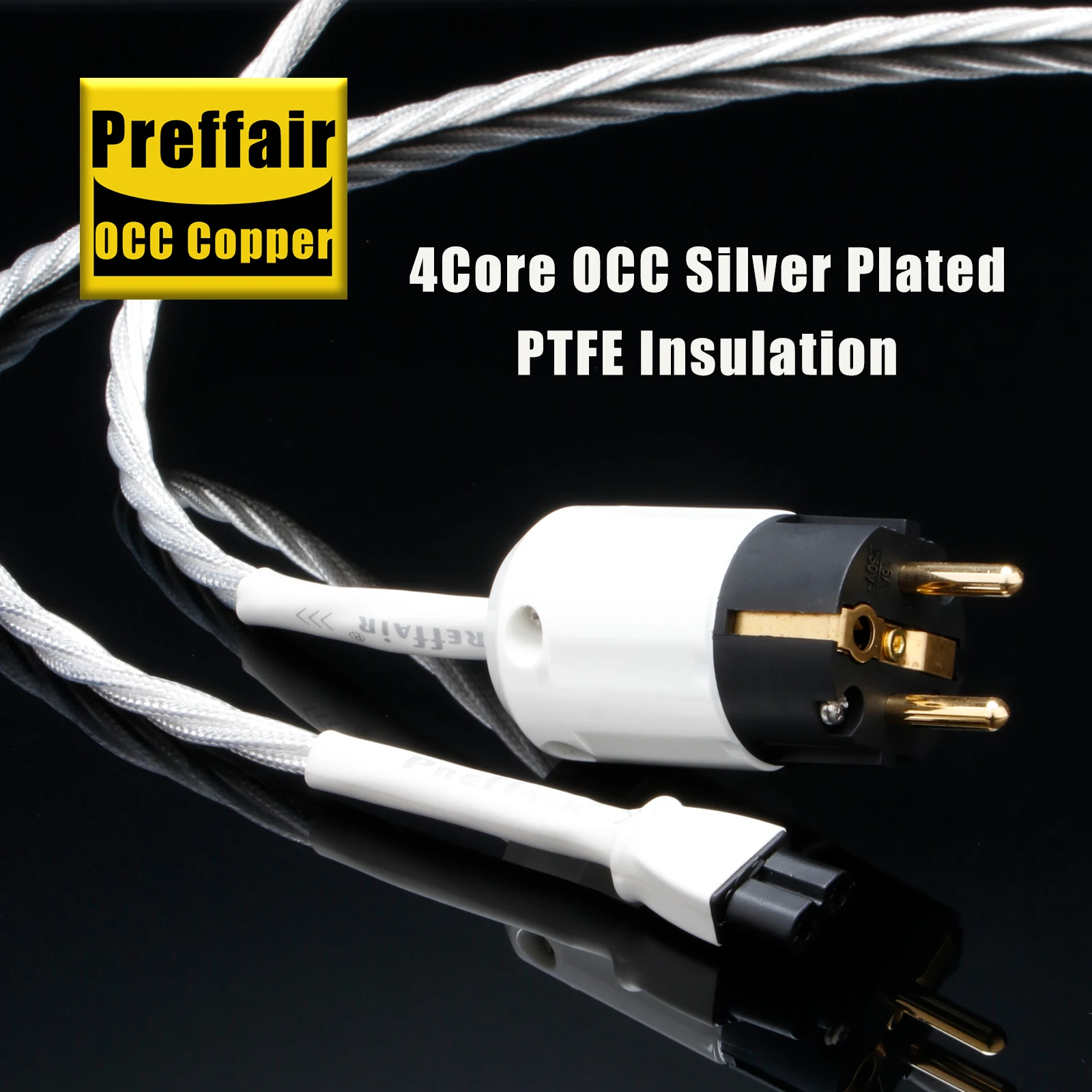 HIFI Audio Mini 8 Female AC Power Cord 7N OCC Silver Plated Figure8 EU Version 90Degree Power Plug Cable EU/US/AU Power Cable
