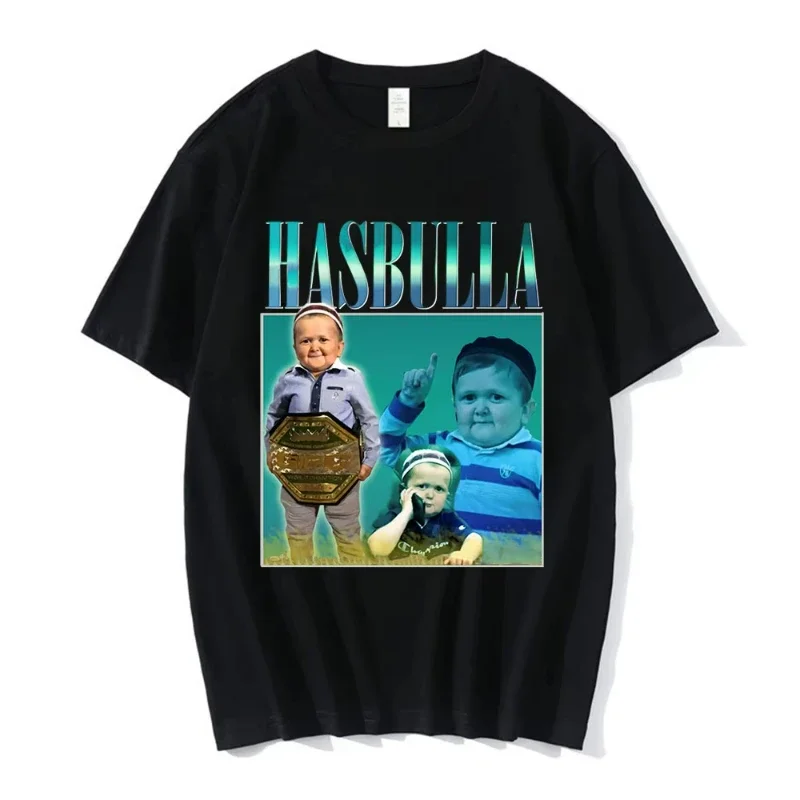 Hasbulla Fighting Meme T-Shirt Fan Geschenk Mini Khabib Blogger T-Shirts Männer Frauen Hochwertiges übergroßes Grafik-T-Shirt Unisex