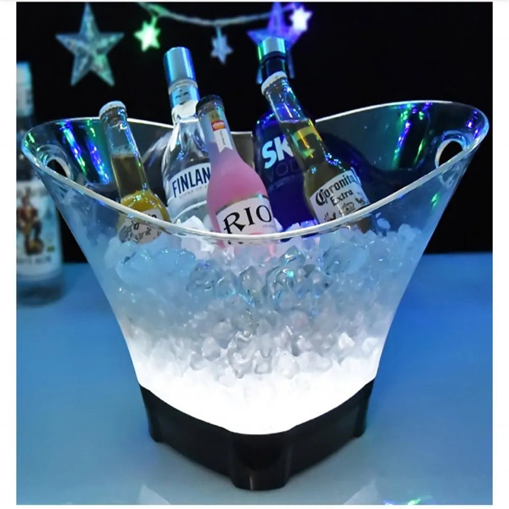 Imagem -02 - Led Carregável Balde de Gelo para Boate Champanhe Cerveja Vinho Cooler Drink Bottle Holder Mudança de Cor Ice Tub Bar Novo Estilo 12l