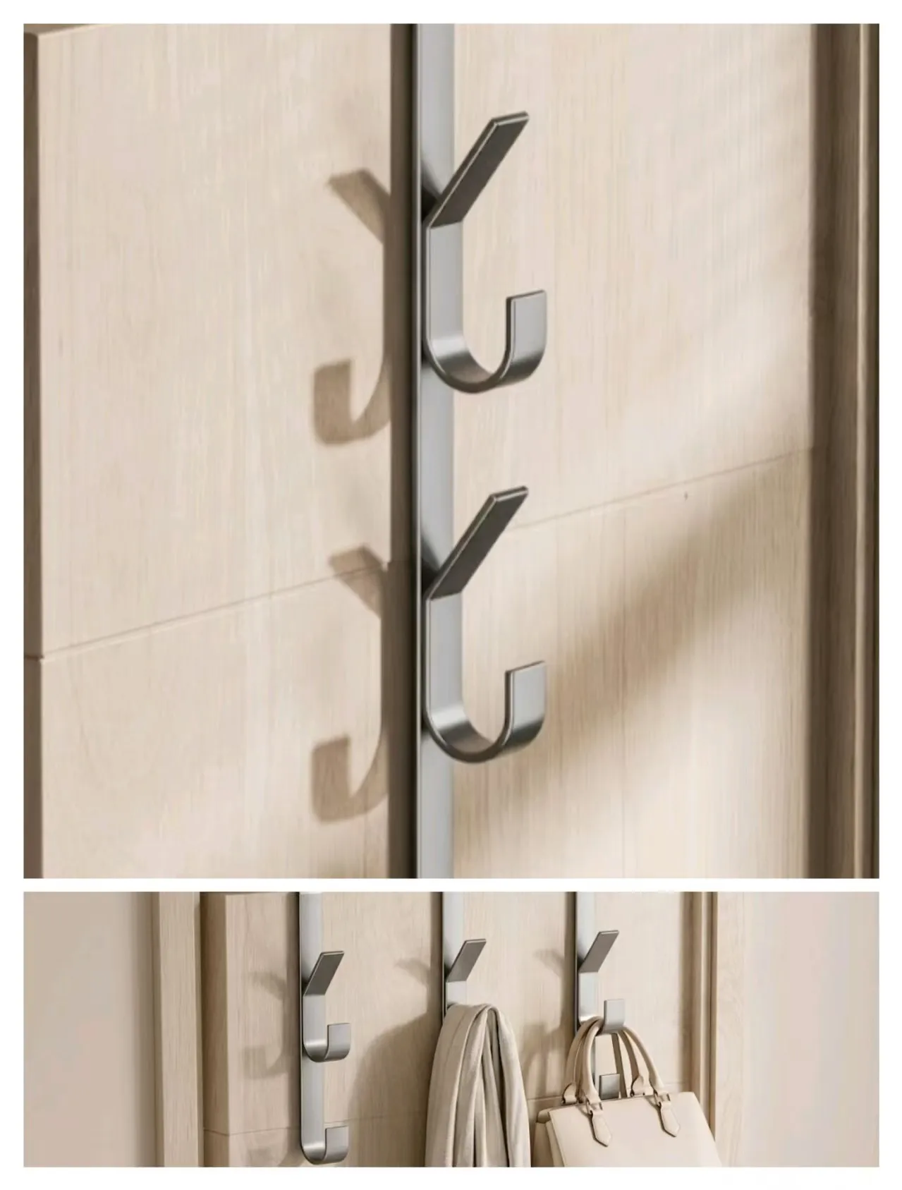 3/5/7 Door-Mounted Non-Drilled Hooks, Suitable for Storing Clothes, Hats, Bags at the Entrance of Dormitories or Bedrooms.
