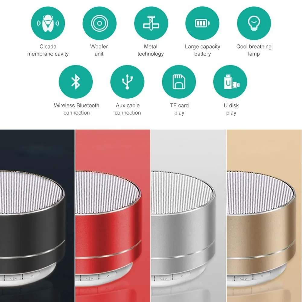 A10 Sans Fil Bluetooth Haut-Parleur Petit Acier Canon Subwoofer Portable Mini Carte Cadeau Bluetooth SpeakerColor