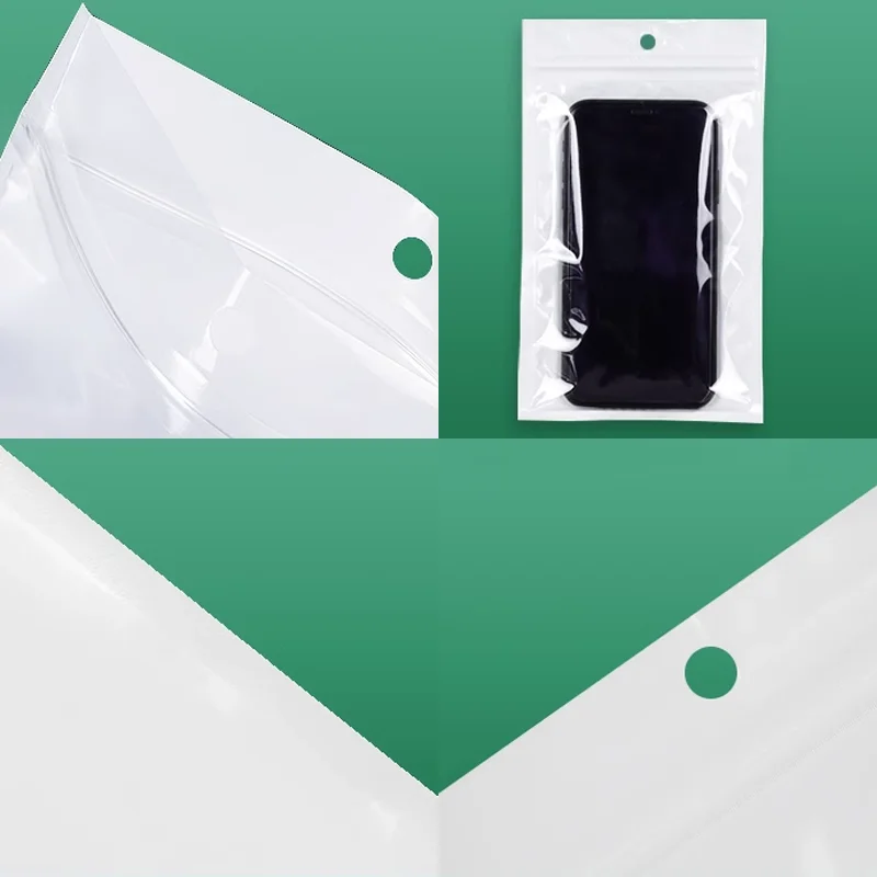 100 pieces of white pearlescent film ziplock bags, translucent digital product packaging bags with company logo printed on them