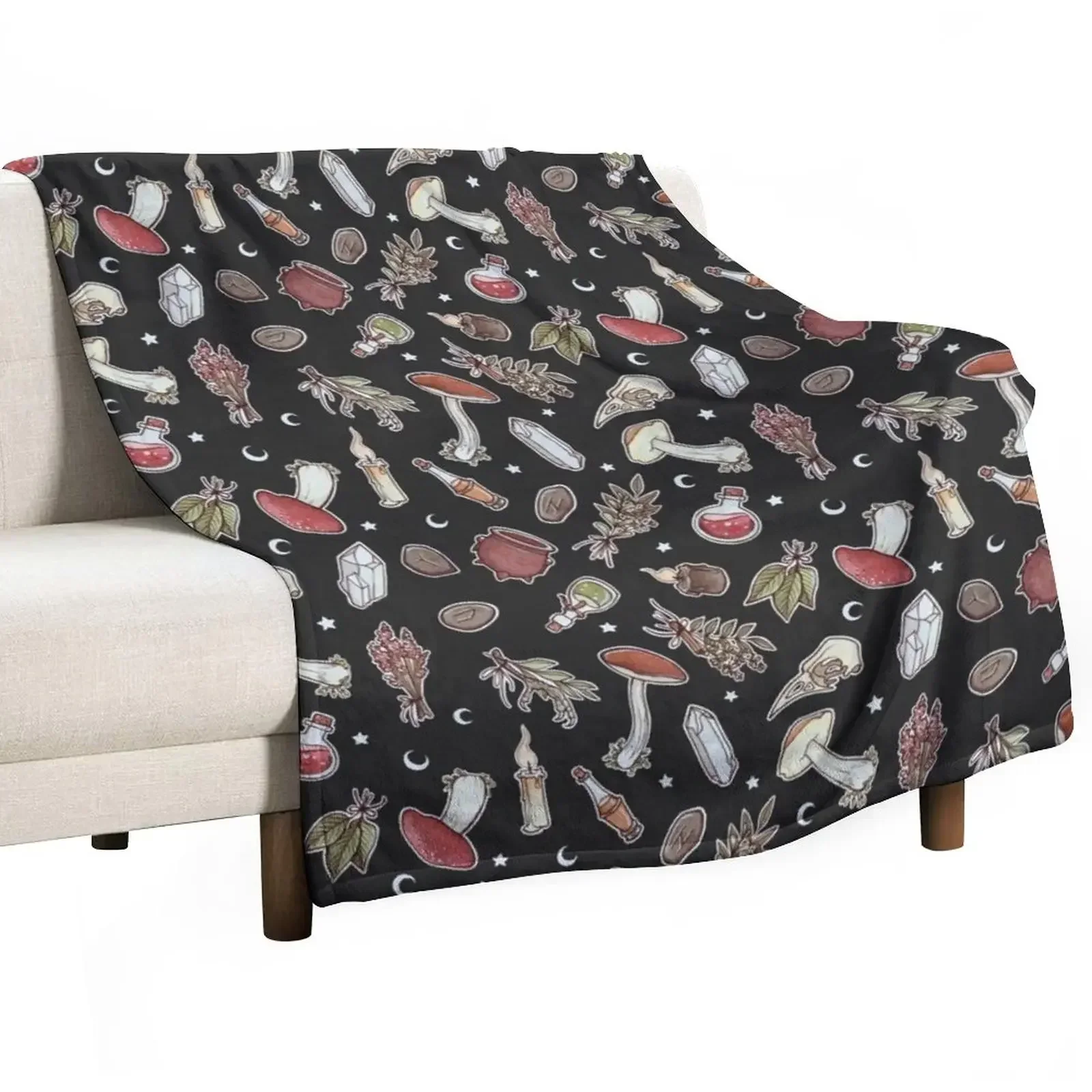 

Witchy Pattern Dark Throw Blanket Beautifuls blankets and throws Blankets