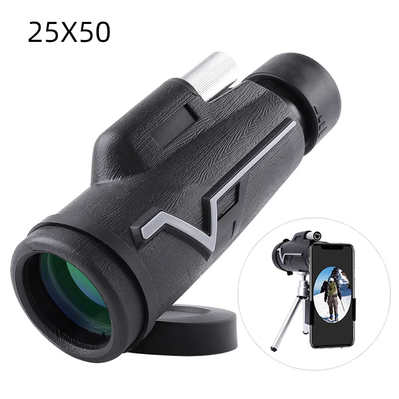 Monocular Telescope for Bird Watching Competition, All-Optical Tripod, Mobile Phone Holder, Hot-selling, 25x50