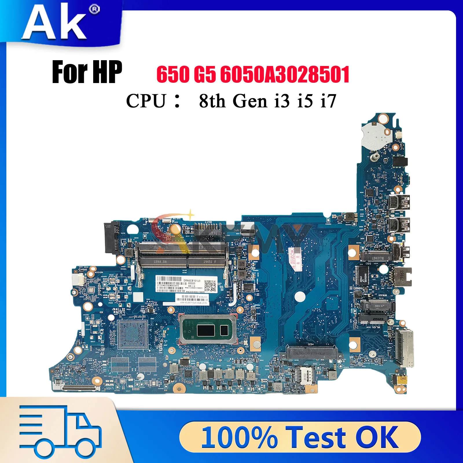 

6050A3028501 For HP ProBook 650 G5 Laptop Motherboard L58731-601 L58733-601 With i5 i7 8th Gen CPU UMA DDR4 100% Fully Tested