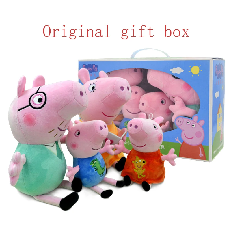 Kawaii Peppa Pig Plush Toys George Holiday Party Decoration A family of four Suit Anime Plush Children's Toys Christmas Gifts