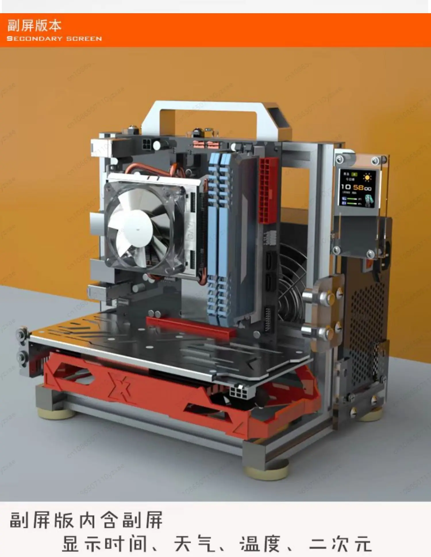 Portable All Aluminum Open Air PC Frame Mini Test Bench Support ATX MATX ITX 120 Water Cooling Radiator