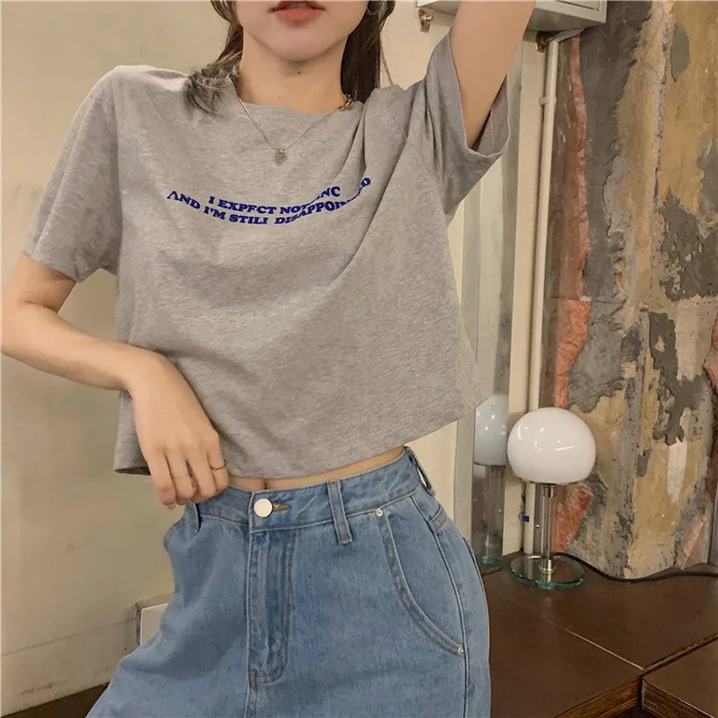 

Women Summer Crop Top Loose Short Sleeve Women Clothing Ladies Casual Tees Girls Letter Tops Women T Shirt Clothes Fashion 2026
