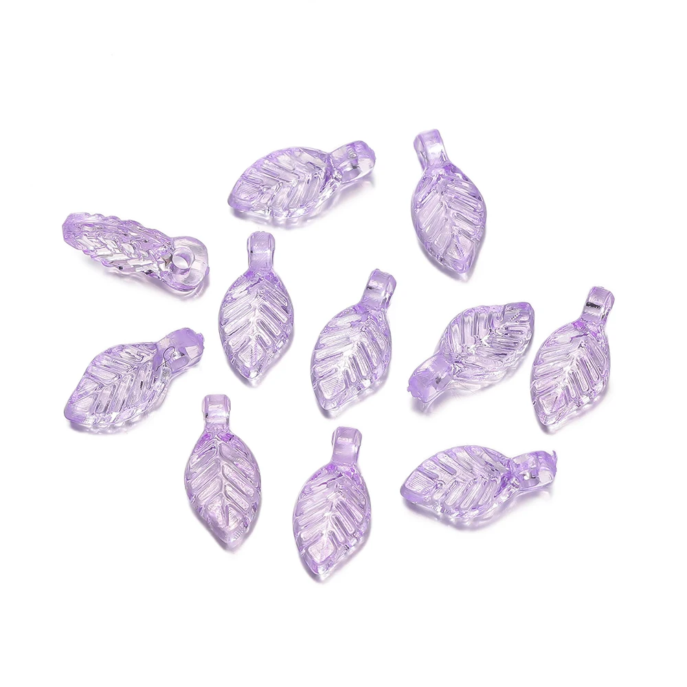 100 Stück Acryl-Charms in Blattform, farbige Blätter, Abstandsperlen für DIY-Halsketten, Armbänder, Bastelarbeiten, Charms, Schmuckherstellungszubehör