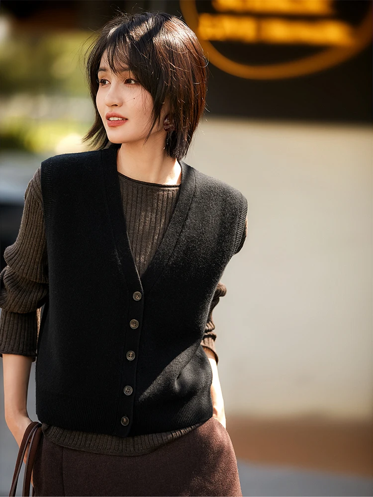 

Теплый легкий вязаный шерстяной жилет Camere V-Ne Жилет Xhange Commute Sle Regular Fit Удобный повседневный кардиган на пуговицах