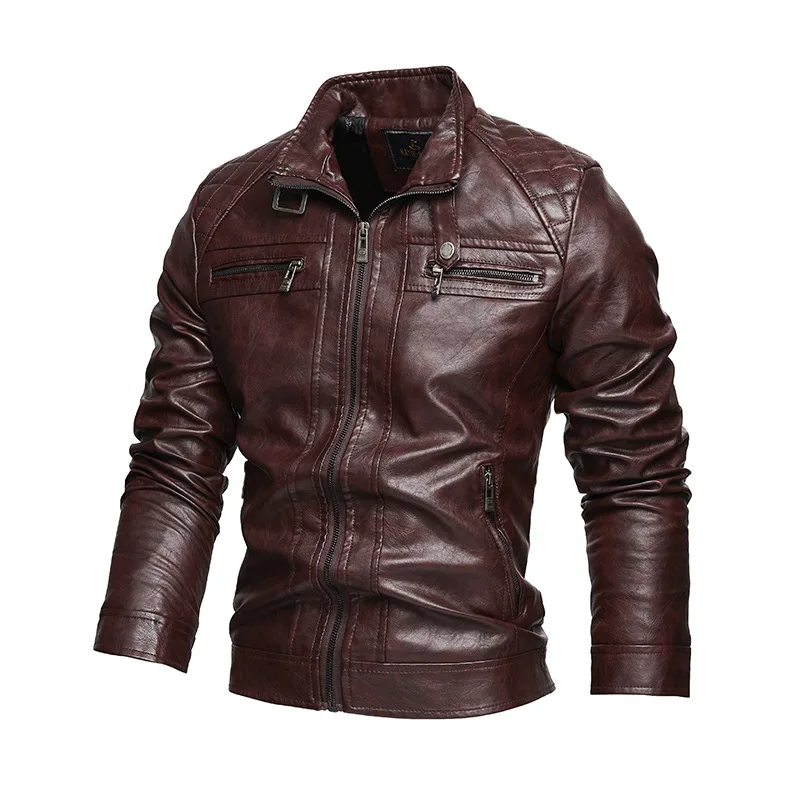 

Autumn and winter new men's leather jacket, large size leather jacket, locomotive pu leather jacket